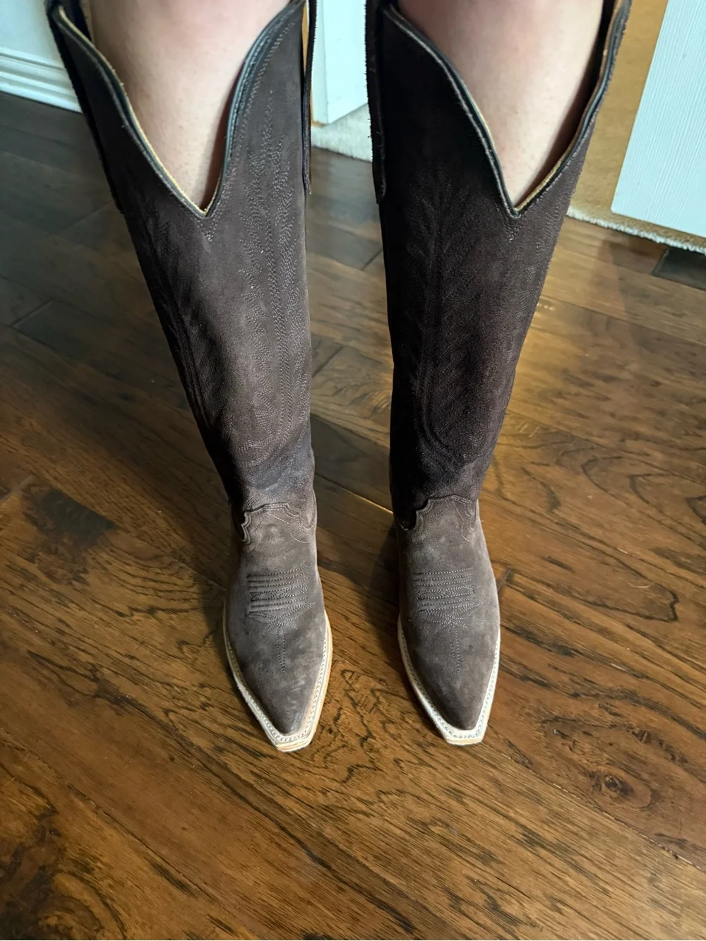 Fenoglio Women's Brown Suede Western Knee-High Boots